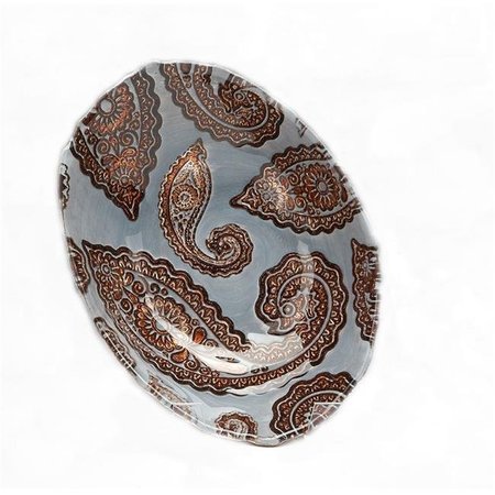 RED POMEGRANATE Red Pomegranate 6504-6 Paisley 9 in. Blue Copper Oval Bowl 6504-6